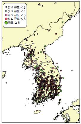 역사지진 현황 (2년~1904년)