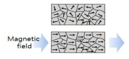자기장의 작용에 따른 자기 배열 변화