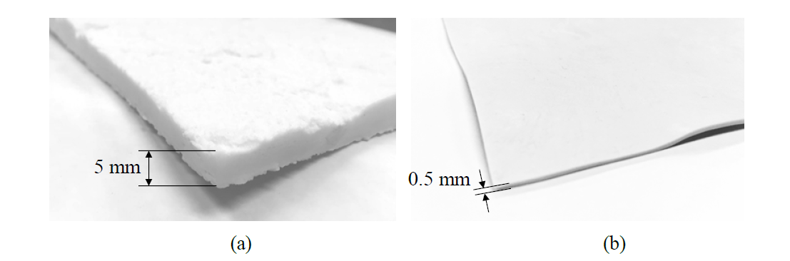 Fluoroelastomer: (a) as received slab compound; (b) fabricated sheet compound