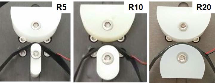 Watchstrap-type battery according to the bending radius (R5, R10, R20)