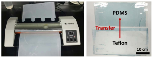 Transferring organic thin film from Teflon film to PDMS film using Roll laminator