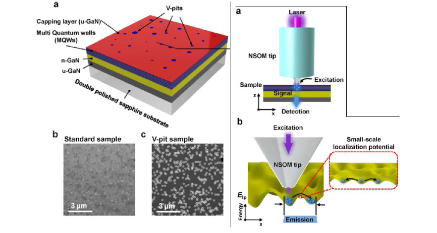 Schematic for PL NSOM system and sample used for the study