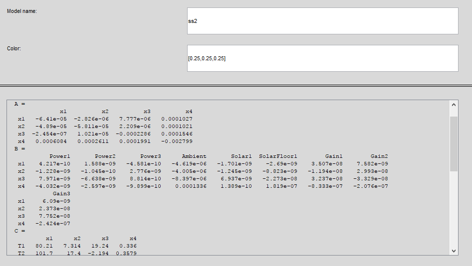 State space model parameter from the System Identification