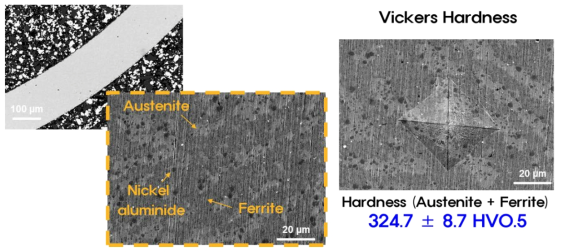 SEM-BSE microstructure and Vickers hardness value of thin ADSS tube