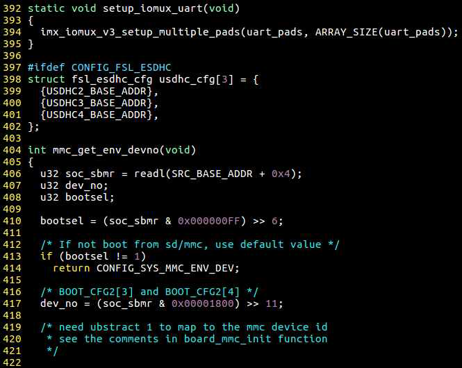 u-boot의 UART 설정 및 MMC 환경 설정 Source Code