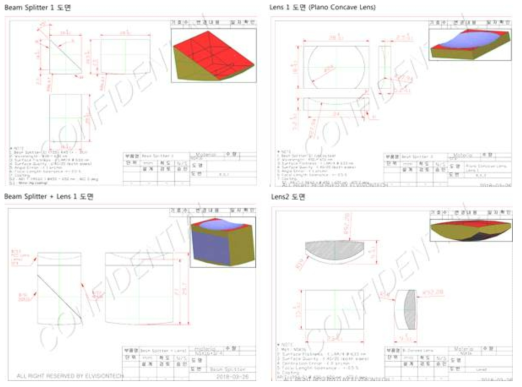 2차년도 See-through형 스마트 글래스의 광학렌즈 부품별 설계도면