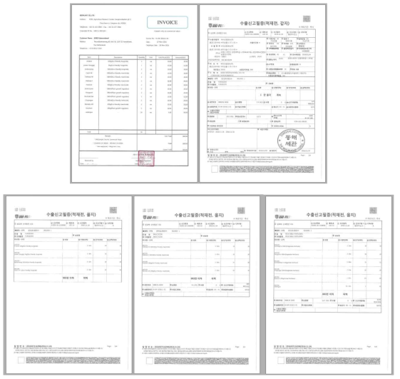 네덜란드 농업 관련업체 Invoice 및 수출신고필증