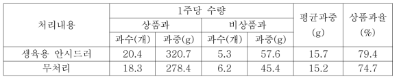 시제품의 딸기 생육증진 효과