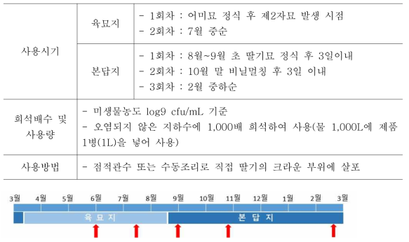 딸기 위황병 예방을 위한 시제품 사용 매뉴얼