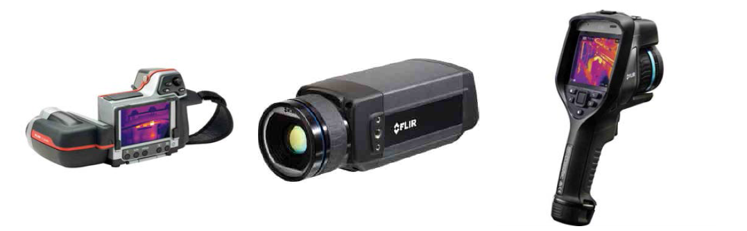 실험에 사용된 FLIR사 열화상 카메라 모델(좌: T335, 중: A615, 우:E85)
