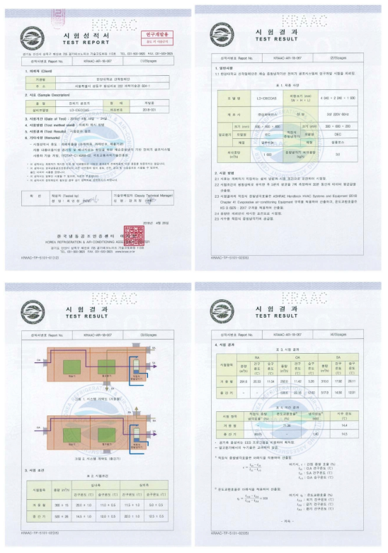 본 연구개발 시제품 공인기관 성적시험서 (중간기Ⅱ 및 겨울철 조건)