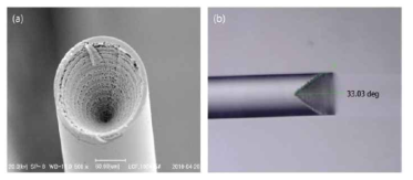 Femtosecond laser를 이용하여 가공된 다방향 방사형 광섬유 팁