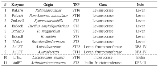 Levansucrase를 분비발현하는 효모균주 7종