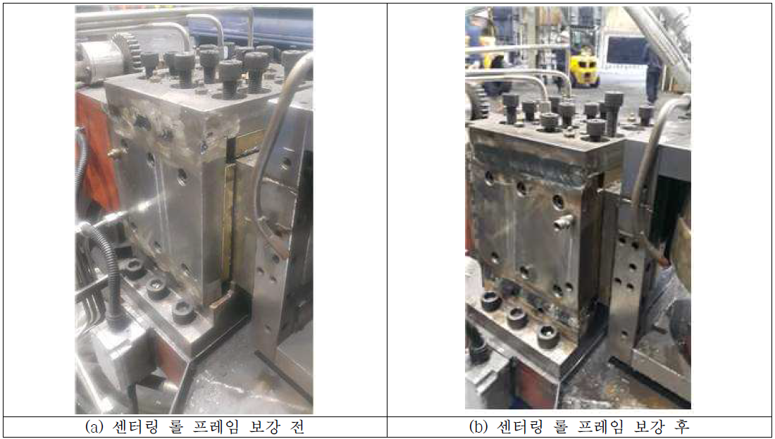 센터링 롤 프레임 보강 전·후