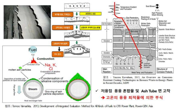 SRF 보일러의 Superheater Tube의 부식 메카니즘 예시