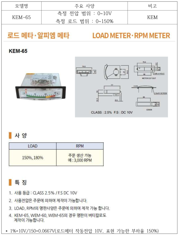 모델명 및 주요 사양