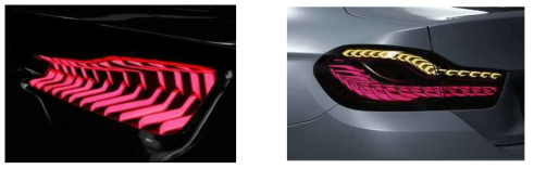 OLED Rear Lamp, (좌) LG이노텍 시제품, (우) BMW