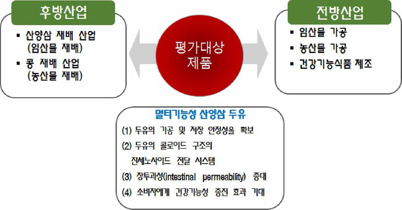 평가대상 기술 제품과 전후방산업의 연관도