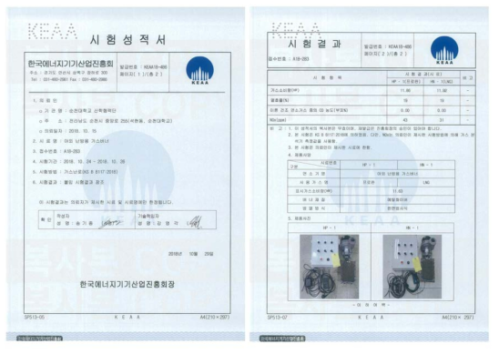 한국에너지기기산업진흥회 시험성적서
