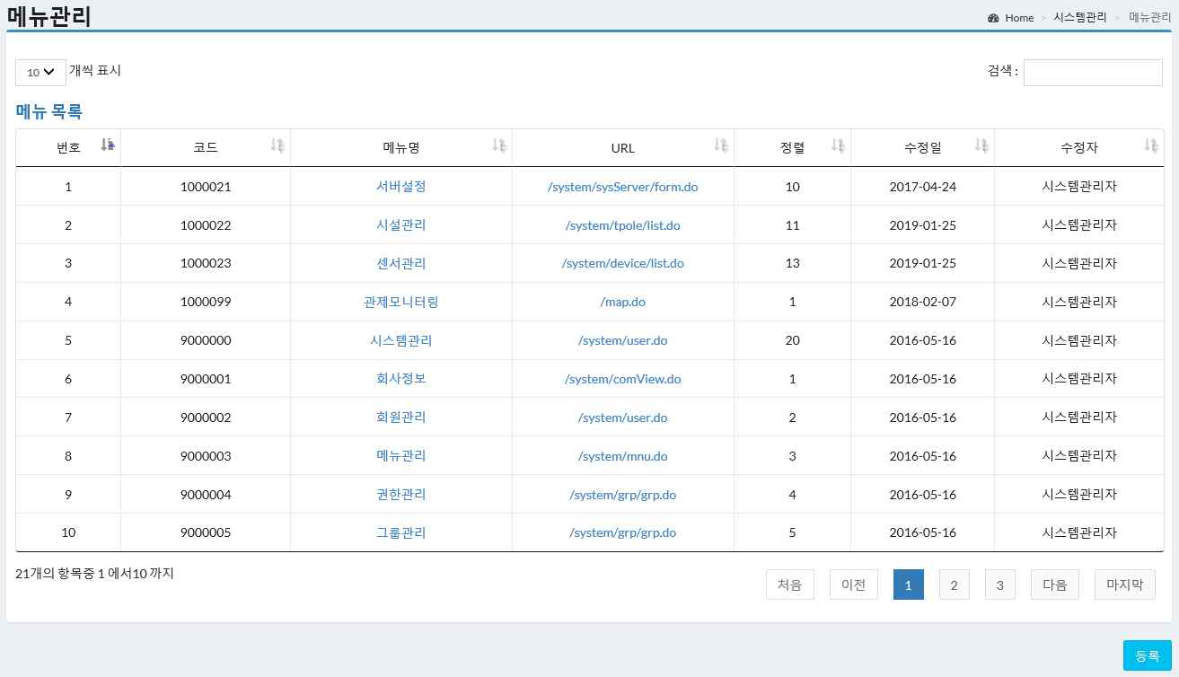 시맨틱 IoT 정보관리 주요 기능 – 메뉴관리