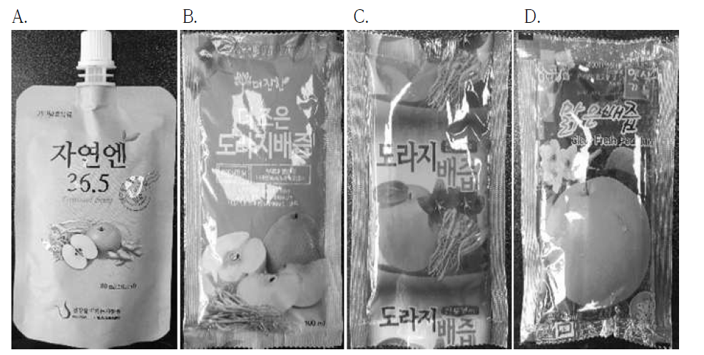 기능성 비교를 위한 배·도라지 음료 4종