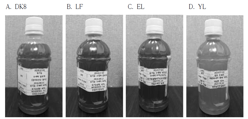 기능성 비교를 위한 수세미 음료 4종