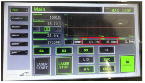 Laser Spot Welding 초기 조건