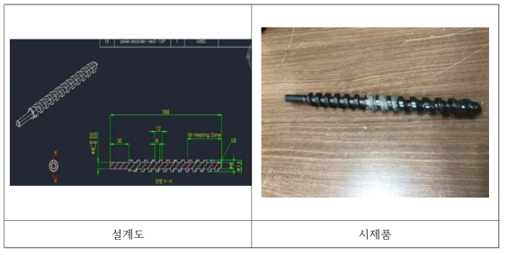 스크류 설계도 및 시제품 (1차측 스크류)