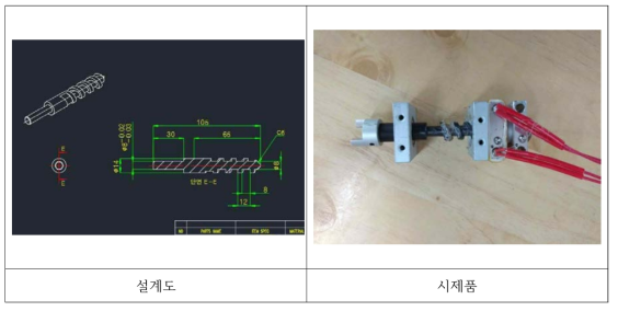 스크류 설계도 및 시제품 (2차측 스크류)