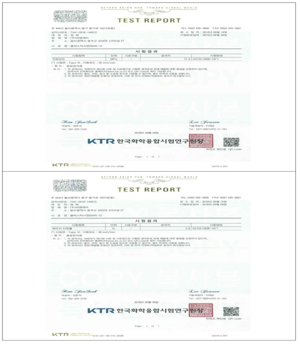 Intermeshing co-rotating 방법으로 진행한 Feedstock의 기계적 물성