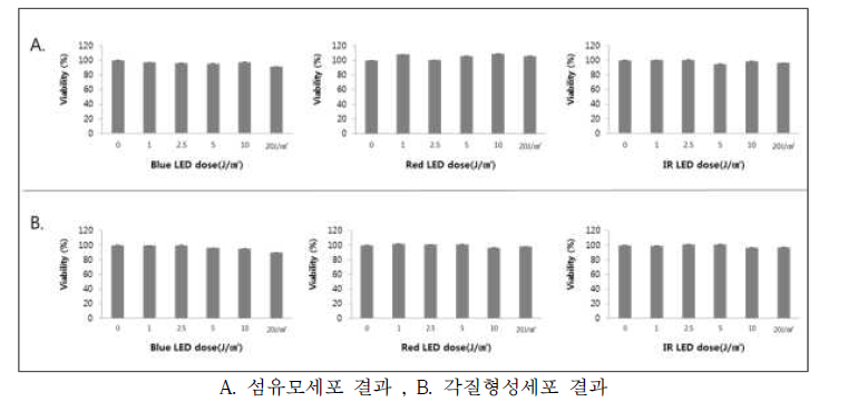 Blue, Red 그리고 IR LED 조사에 따른 세포 안전성 검사