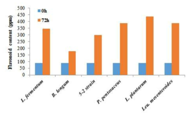 발효 균주를 달리한 메론의 flavonoid 함량