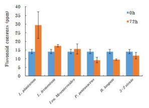 발효 균주에 따른 토마토의 flavonoid 함량