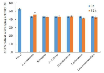 발효 균주에 따른 토마토의 ABTS radical 소거능