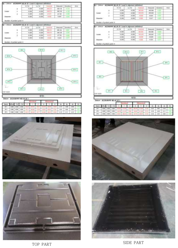 1m x 1m x 1m TOP & SIDE 금형 검사 성적서