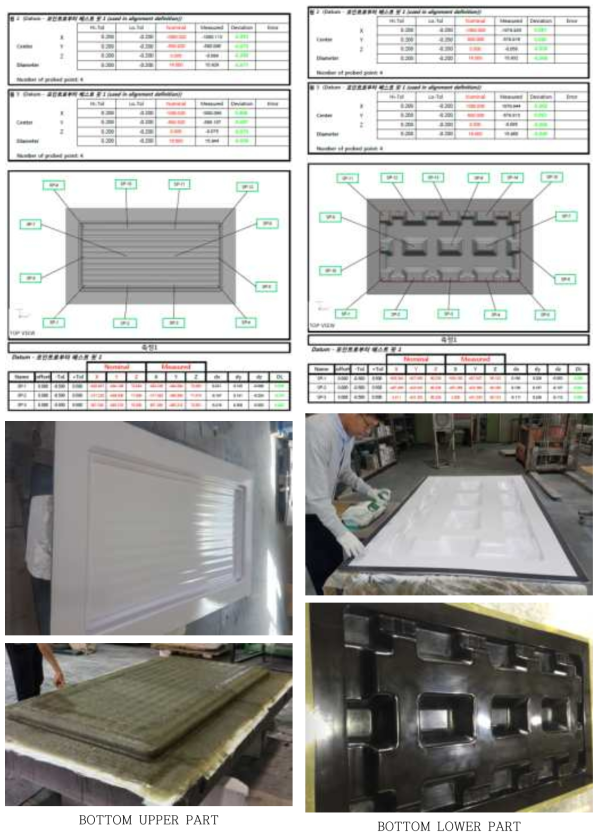 1m x 2m x 1m BOTTOM UPPER & LOWER 금형 검사 성적서