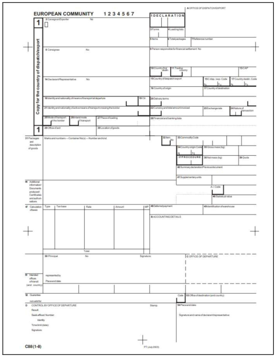 수입신고 C88 양식