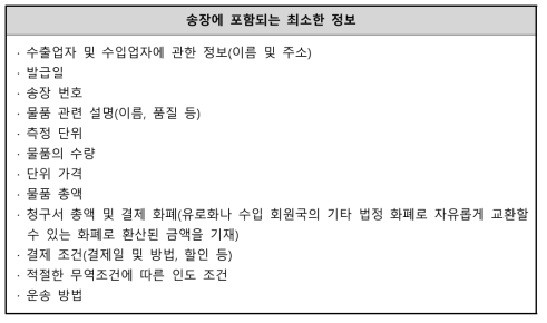 상업송장 작성 항목