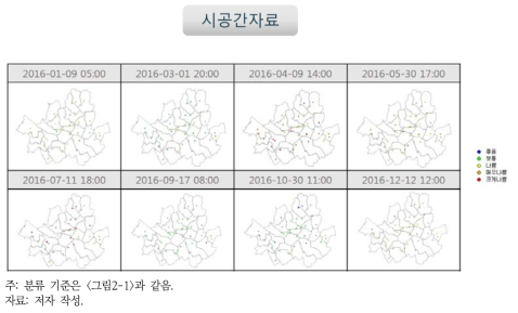 서울 PM10 39개 관측소의 시공간 자료 예시
