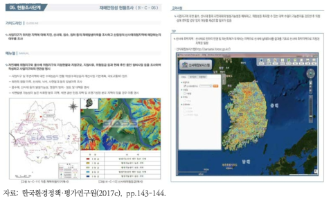 환경영향평가서 작성 및 검토 매뉴얼, 지형·지질 항목 중 재해 안정성 현황조사 파트