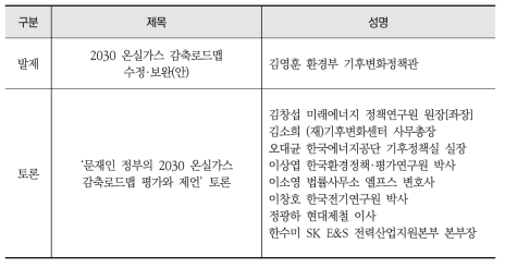 친환경 에너지전환 토론회 시리즈Ⅱ 주요 참석자