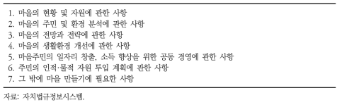 제6조(마을 만들기 주민협의체의 구성·운영)에 관한 규정 조항