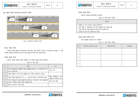 자율주행 차량제어 시스템의 평가 절차서 일부