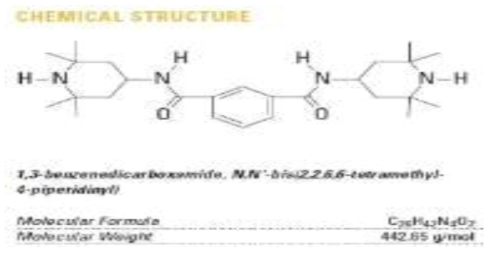 Clariant 사의 1,3-benzene dicarboxamide, N,N‘-bis(2,2,6,6,-teramethyl-4-piperdinyl)의 화학구조식