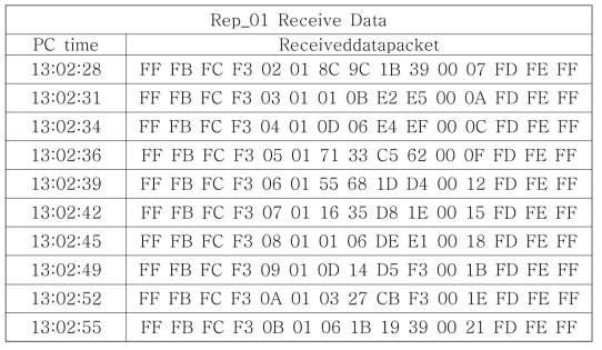 Rep_01의 수신 데이터 패킷