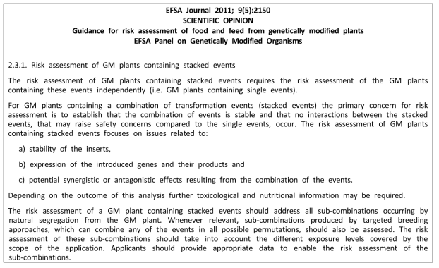 2011 EFSA 지침 중 후대교배종 심사 원칙