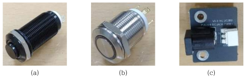 전원 스위치 및 DC-PCB (a) 기존 전원 스위치, (b) 신규 전원 스위치, (c) 신규 DC-PCB