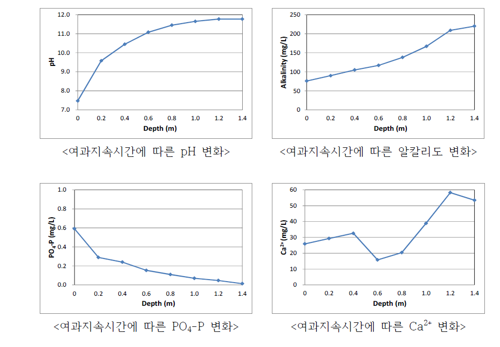 인 제거·회수 결정여과 칼럼테스트 수질변화