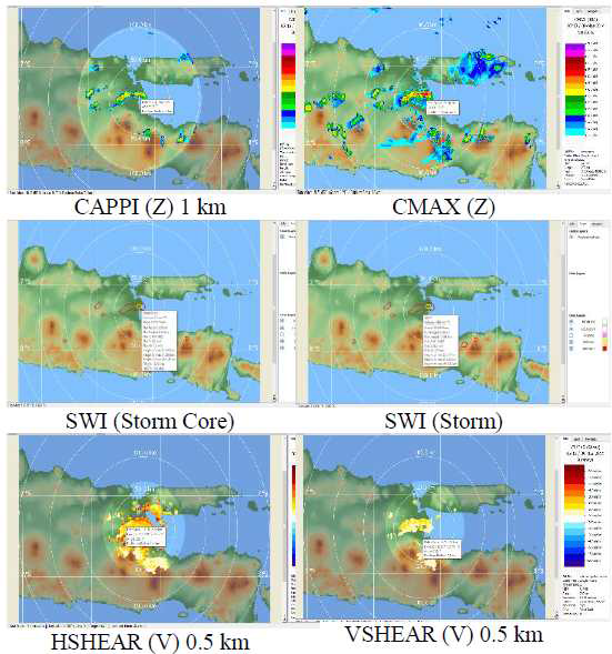 Radar product at whirl wind occurence Sidoarjo, March 9, 2014