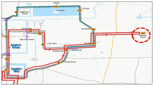 Banteay Samre Temple (S14) 정류장 위치